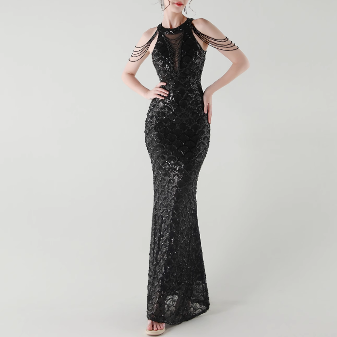 KOVTE Sequinned Evening Dress Gown