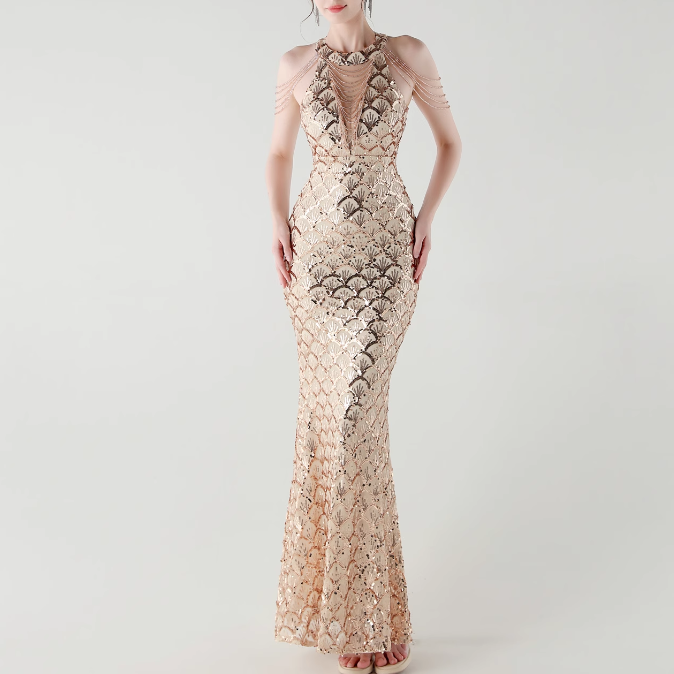 KOVTE Sequinned Evening Dress Gown