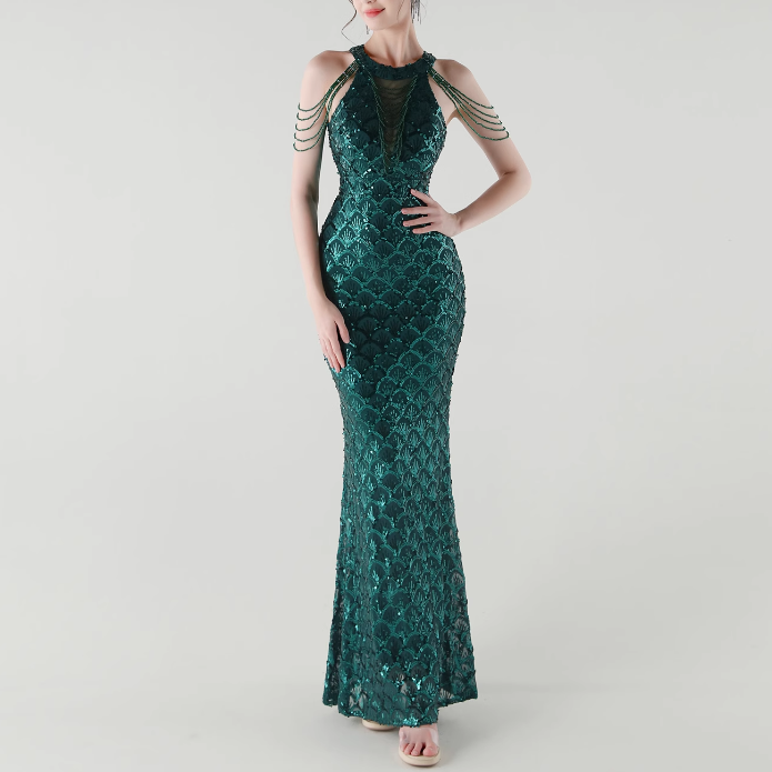 KOVTE Sequinned Evening Dress Gown