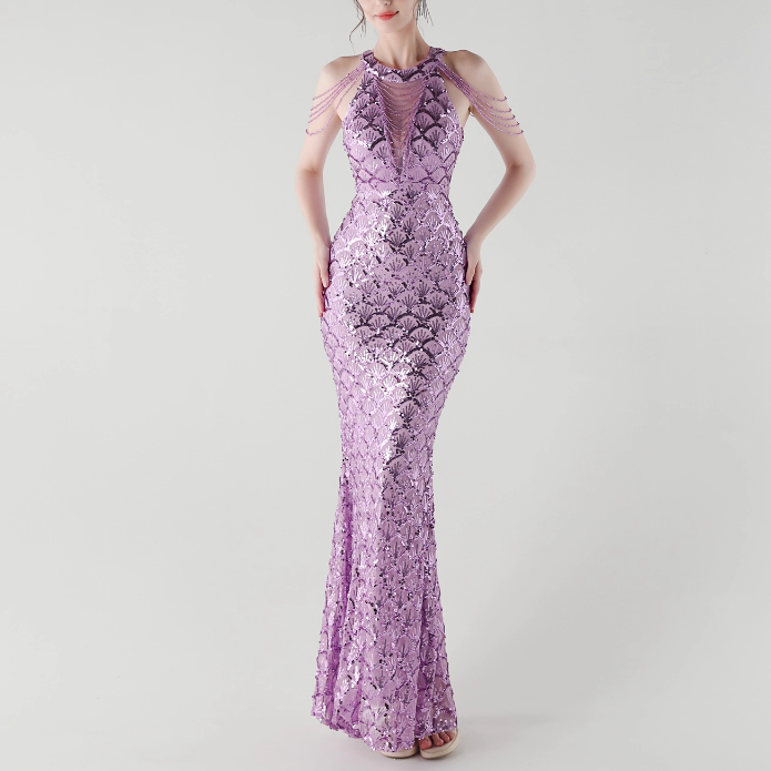 KOVTE Sequinned Evening Dress Gown