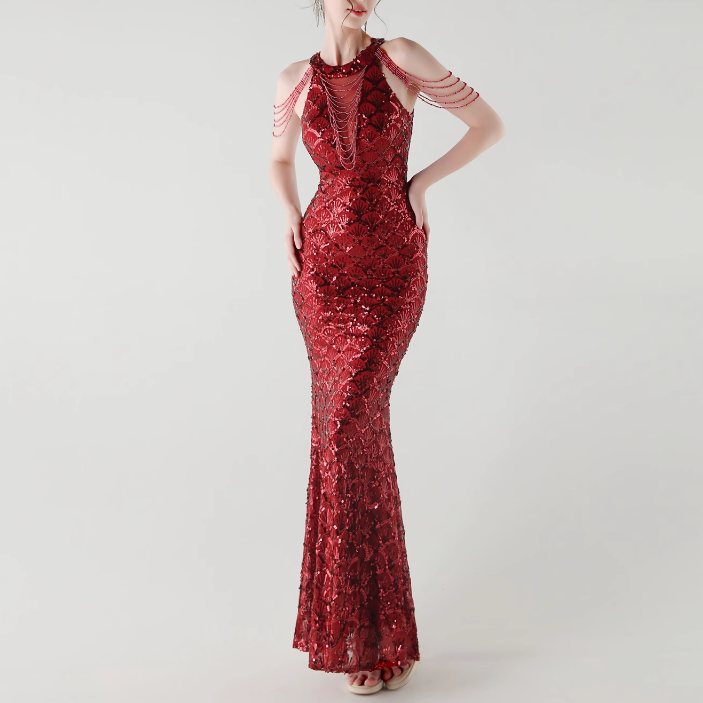 KOVTE Sequinned Evening Dress Gown