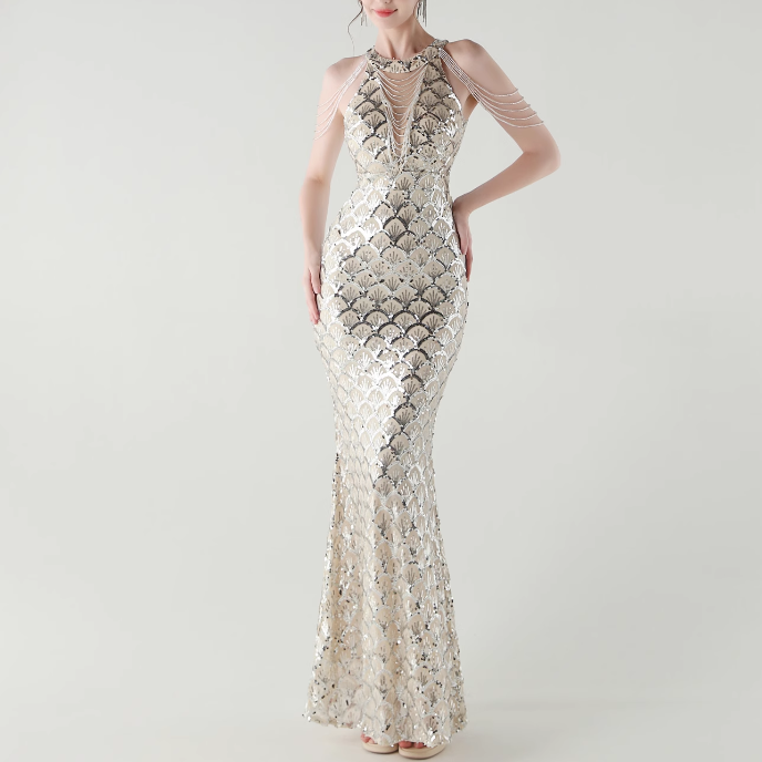 KOVTE Sequinned Evening Dress Gown