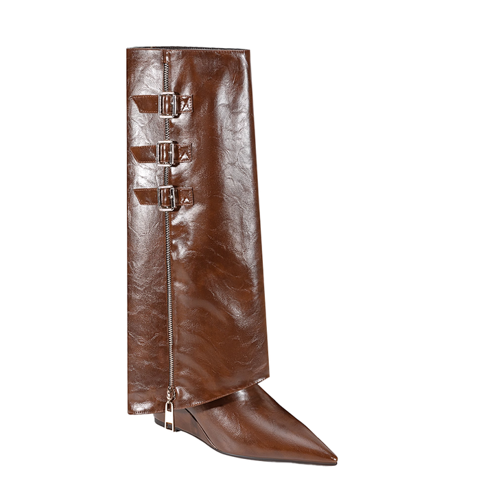 KUVDI Buckled Knee High Boots