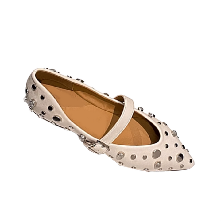 KUVRO Studded Flat Ballet Shoes