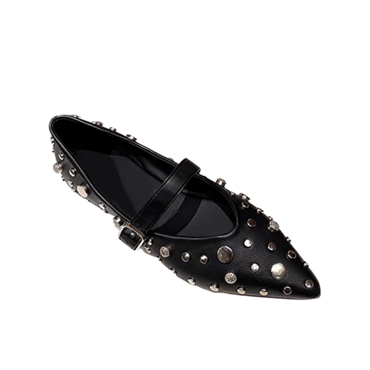 KUVRO Studded Flat Ballet Shoes