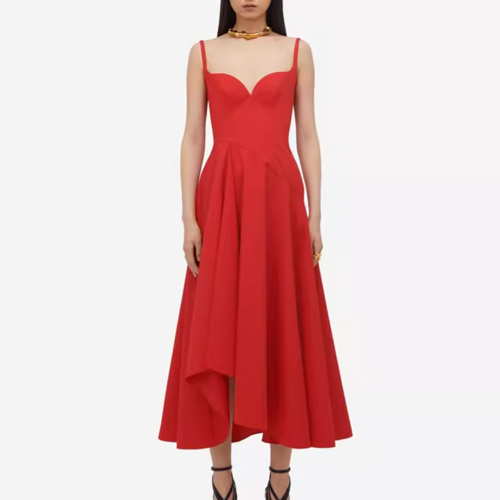 LAJOR Fold Hem Evening Dress Gown