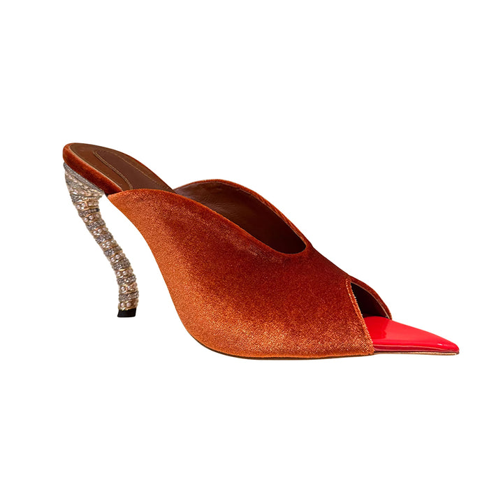 LAKWI Sculptured Heel Mules Sandals