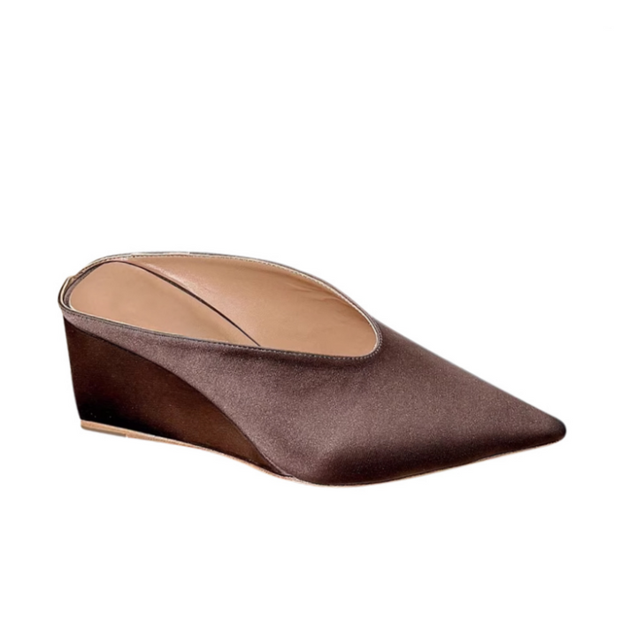 LATCA Satin Wedged Heel Mules