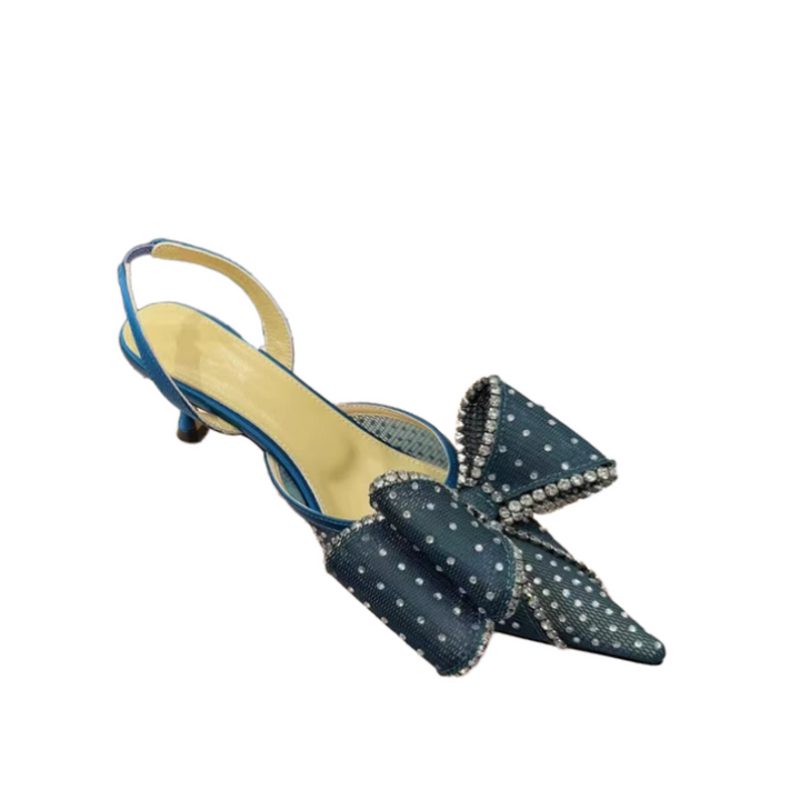 LAVUK Diamante Kitten Heel Sandals