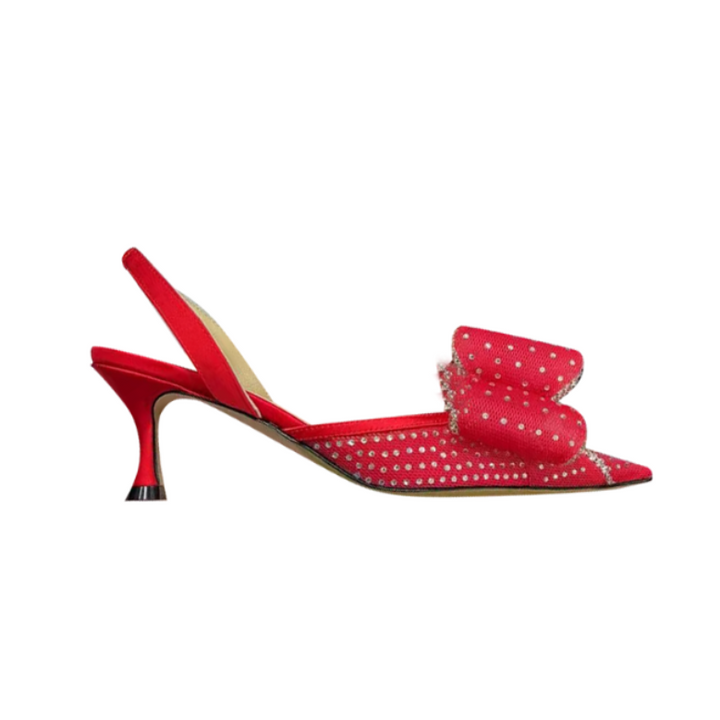 LAVUK Diamante Kitten Heel Sandals