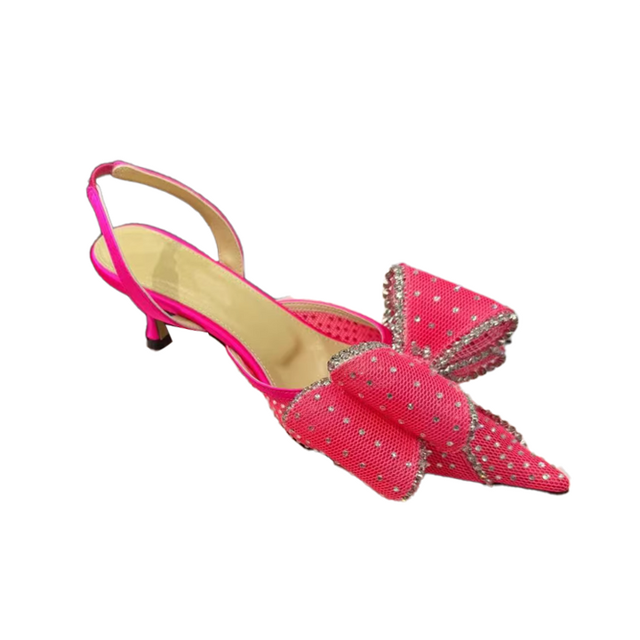 LAVUK Diamante Kitten Heel Sandals
