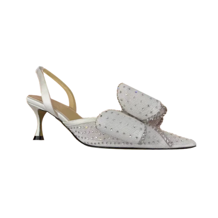 LAVUK Diamante Kitten Heel Sandals