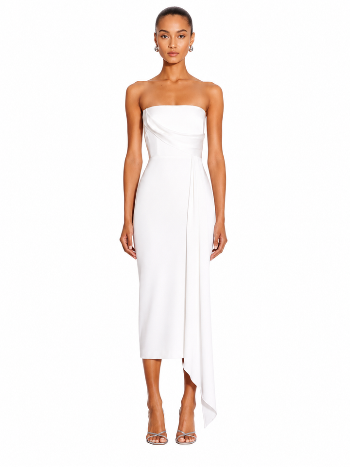 LECAN Asymmetric Hem Tube Evening Dress Gown