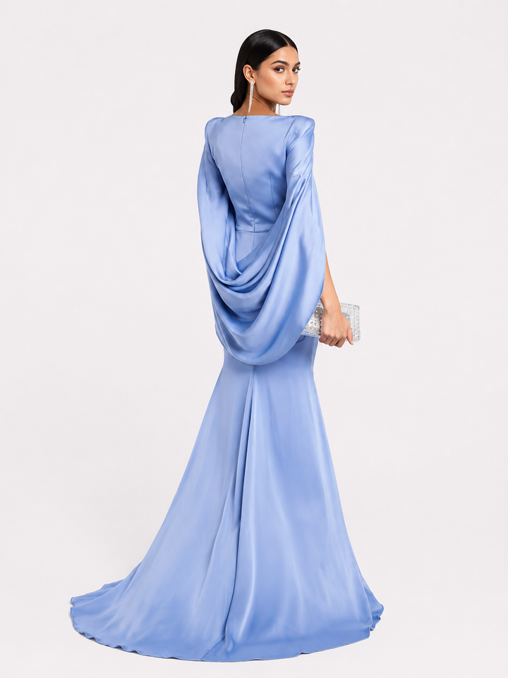 LEIVA Ruffled Hem Maxi Evening Dress Gown
