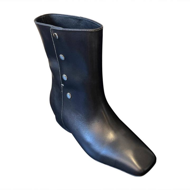 LENCU Button Leather Ankle Boots