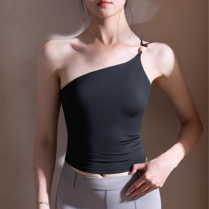 LETAN Yoga Pilates Asymmetric Fitted Sports Bra