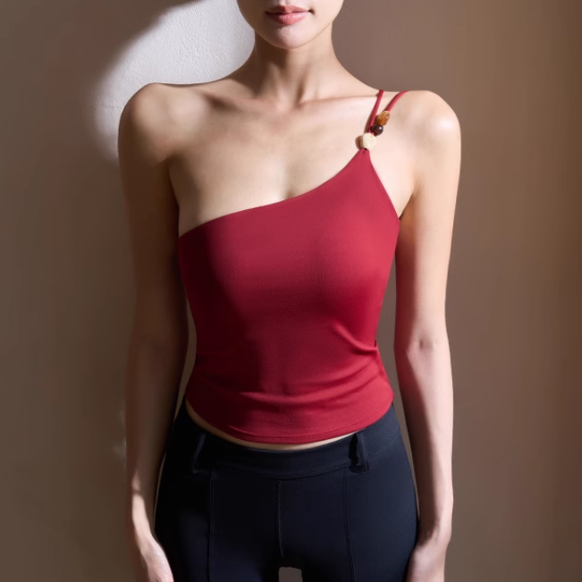 LETAN Yoga Pilates Asymmetric Fitted Sports Bra