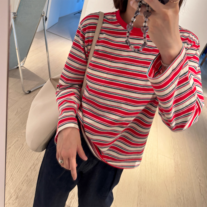 LEVTI Striped Long Sleeves Top