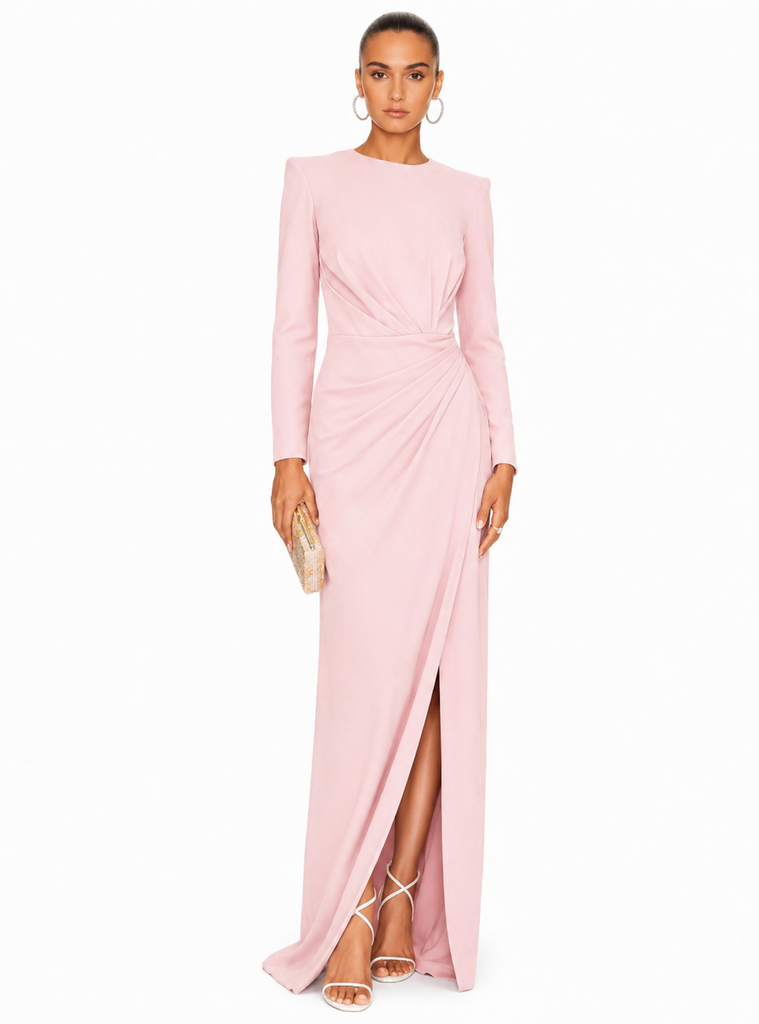 Pink LOVAN Slip Evening Dress Gown | i The Label 1:1 assistant measurement & fit | Ships in 10