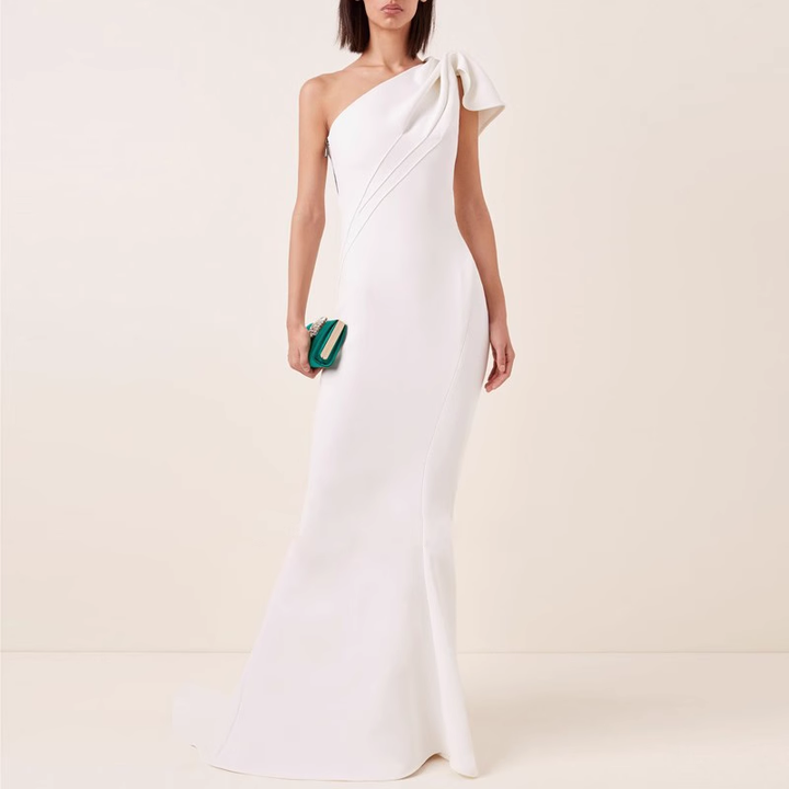 LUEVA One-Shoulder Maxi Evening Dress Gown