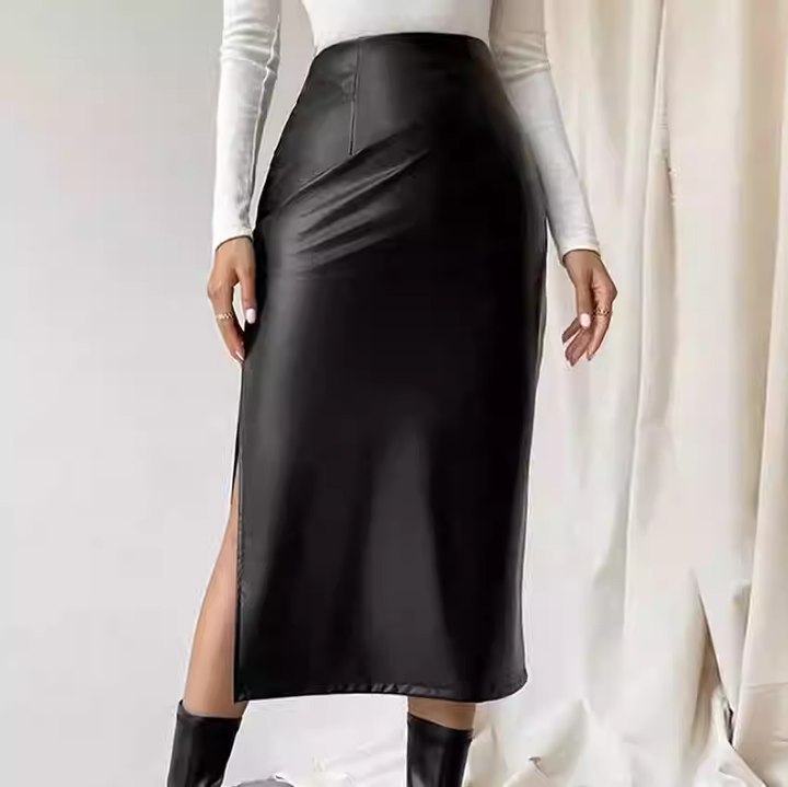 LUIVA Slip Leather Skirt