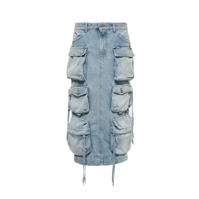 LUSRE Pocket Midi Denim Skirt