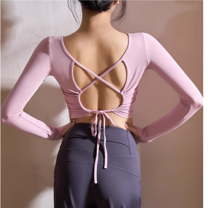 MAUDI Yoga Pilates Back Cross Fitted Fitness Top