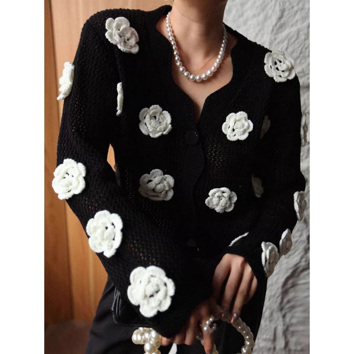 MAVEO Flower Embellished Knitwear Cardigan