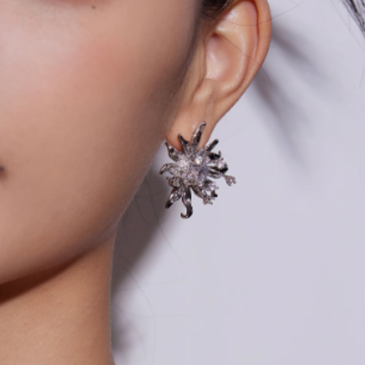 MECHT Diamante Flower Ear Studs Earrings - Pair - Small