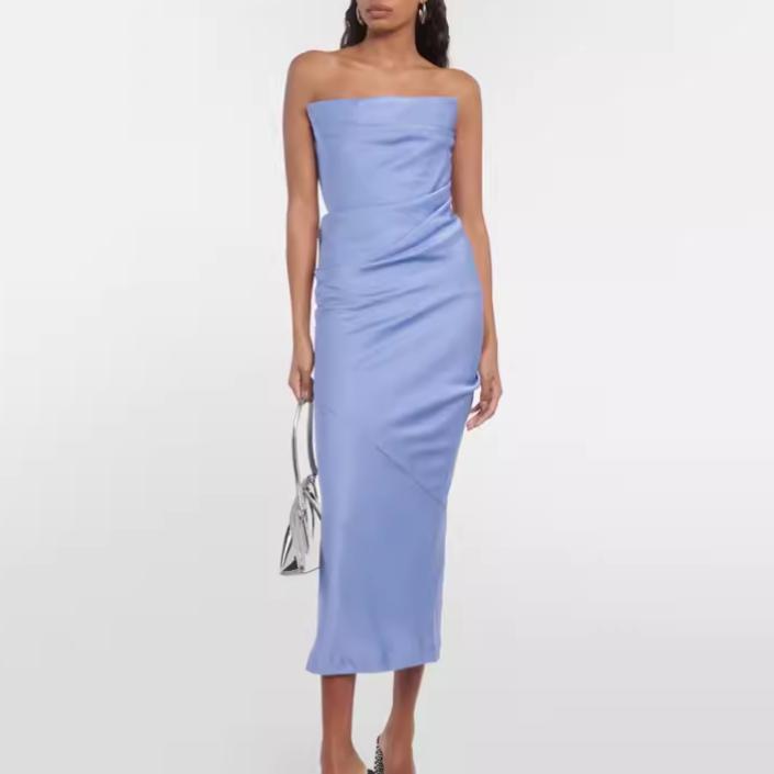 Blue MEGAN Tube Evening Dress Gown
