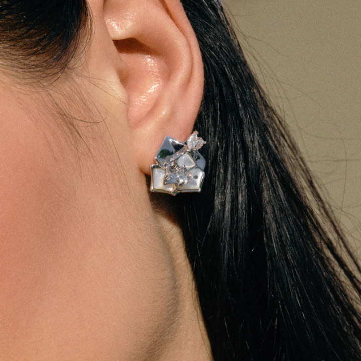 MESDO Diamante Rose Earrings - Pair