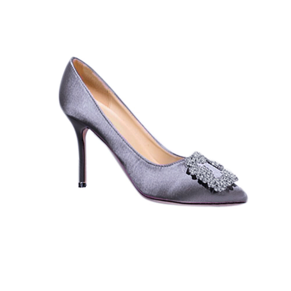 MIRKO Diamante Embellished Satin High Heel Pumps - 10cm
