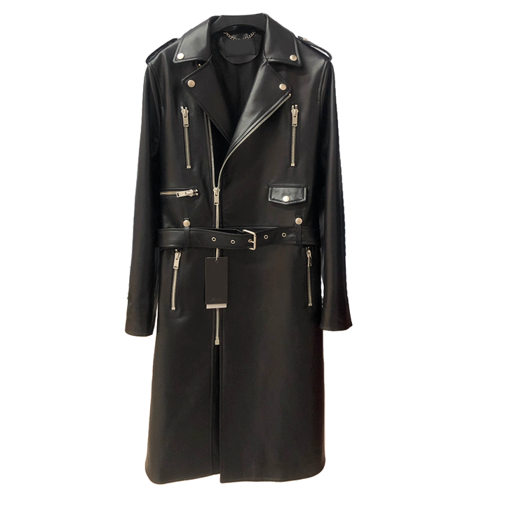 MUVDI Leather Long Coat