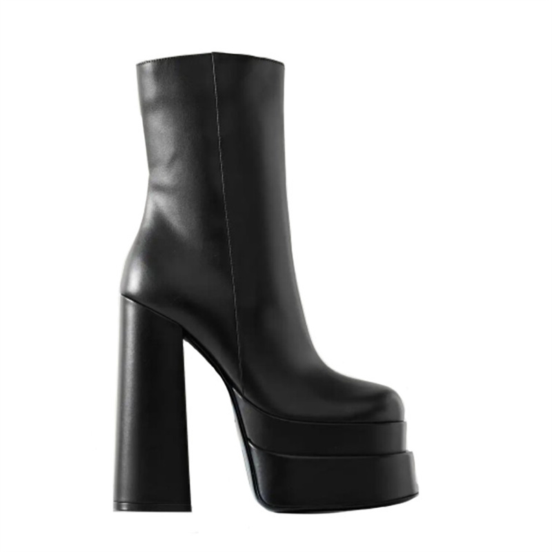 Black Najes Block Heel Platform Ankle Boots I The Label I The Label 