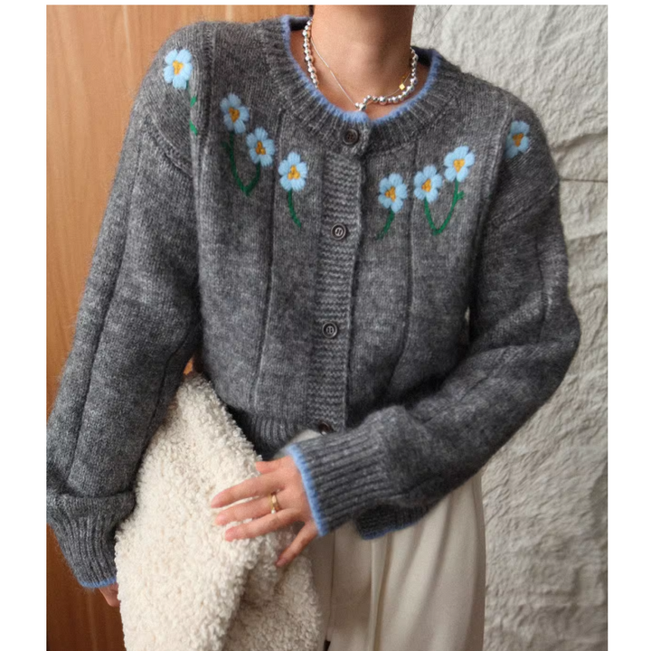 NAKIM Flower Embroidery Knitwear Cardigan