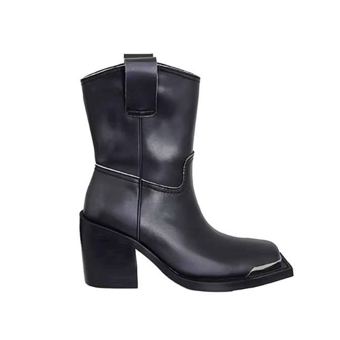 NANVU Block Heel Ankle Boots