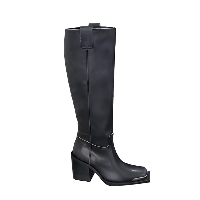 NANVU Block Heel Knee High Boots