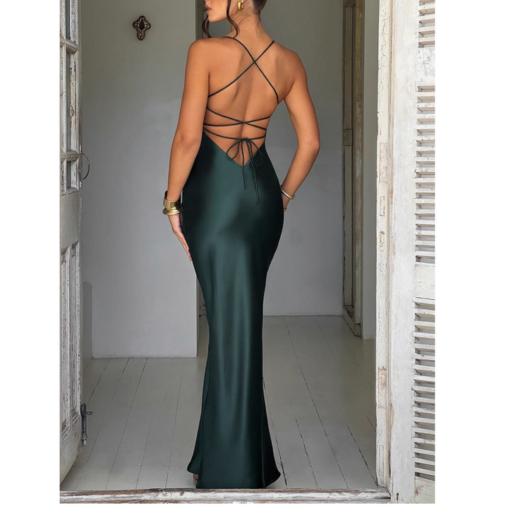 NEEDI Lace Up Evening Dress Gown