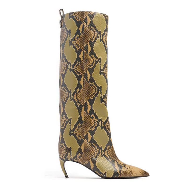 NEHRA Curved Heel Knee High Boots