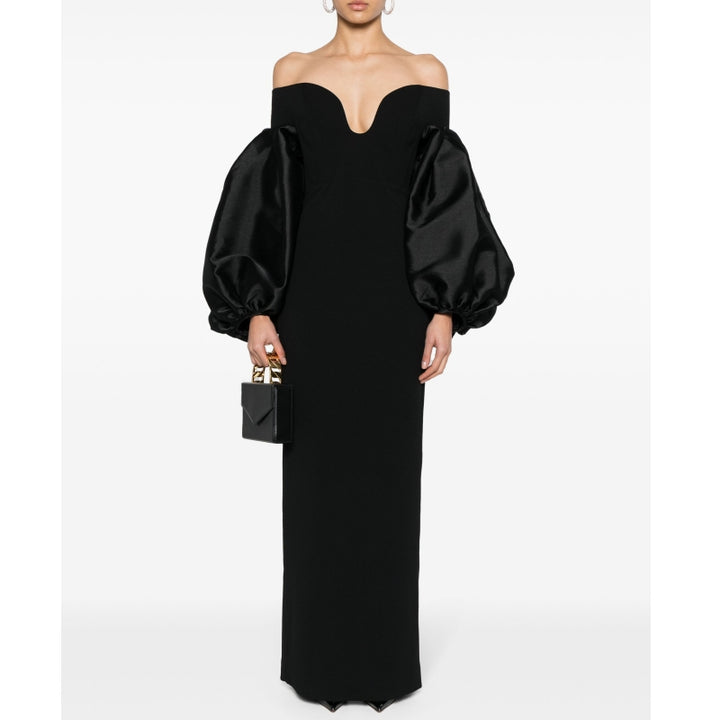 NELVI Off-Shoulder Puff Sleeves Evening Dress Gown