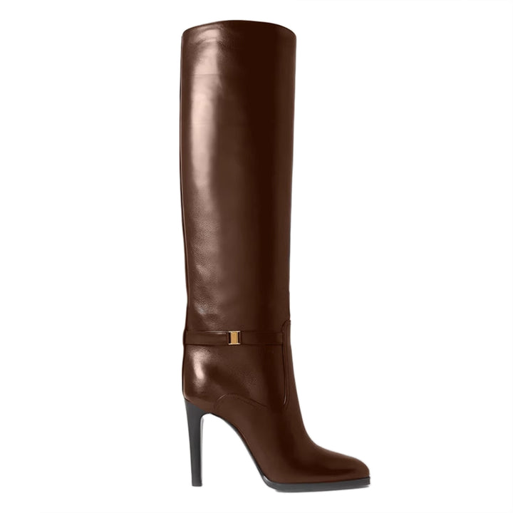 NEVKO Leather Stiletto High Heel Knee High Boots