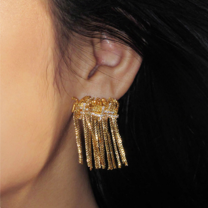 NOAIH Diamante Fringed Earrings - Pair