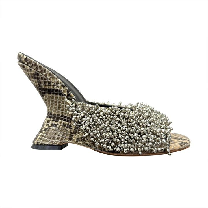 NOELS Beaded Wedged Heel Sandals