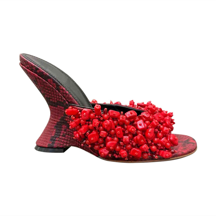 NOELS Beaded Wedged Heel Sandals