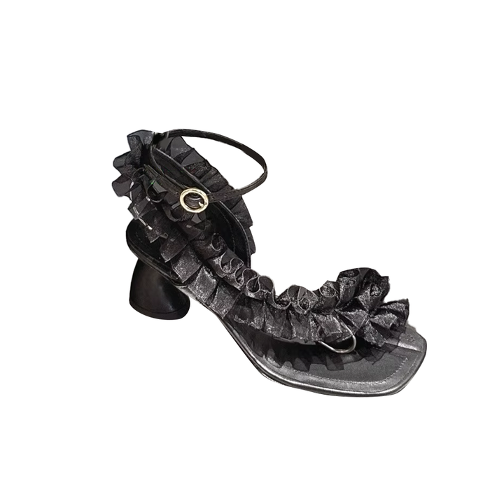 NOSRI Ruffled Sculptured Heel Sandals