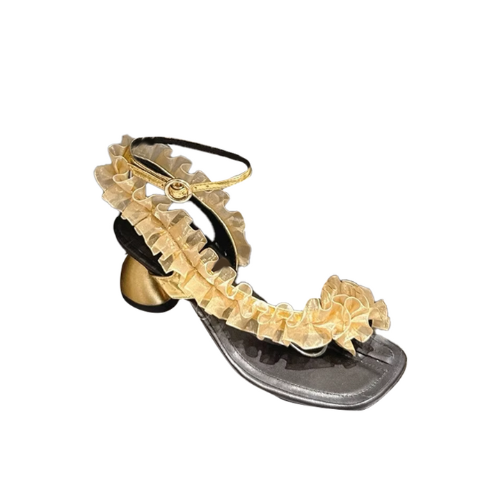 NOSRI Ruffled Sculptured Heel Sandals