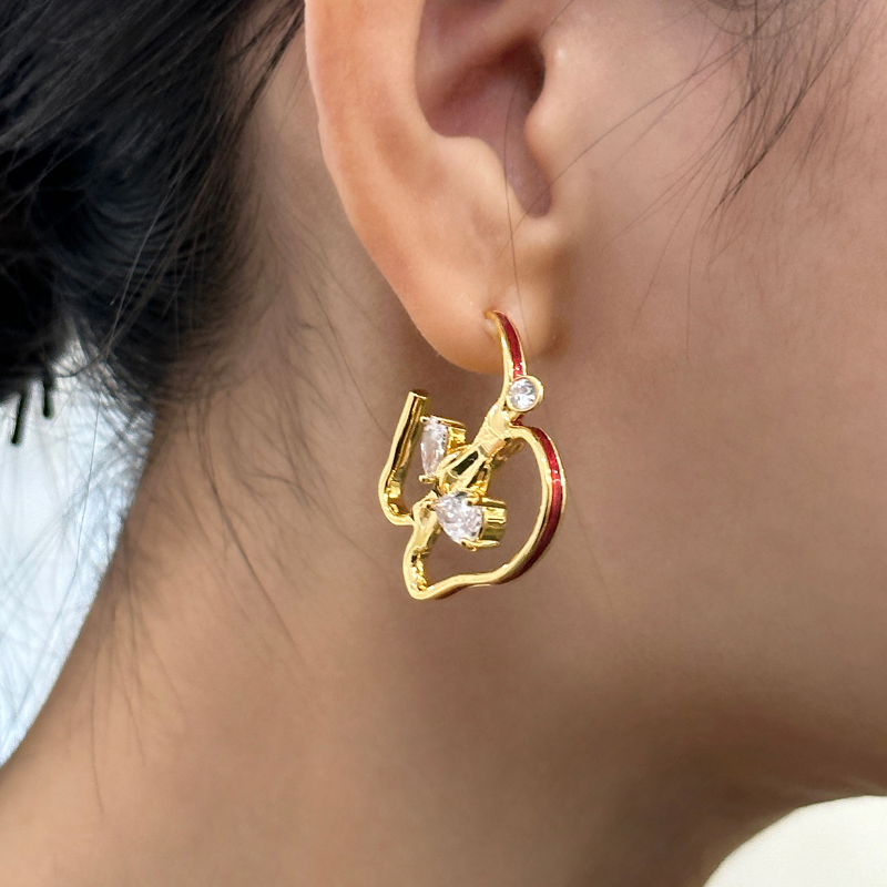 NOSSA Diamante Apple Earrings - Pair