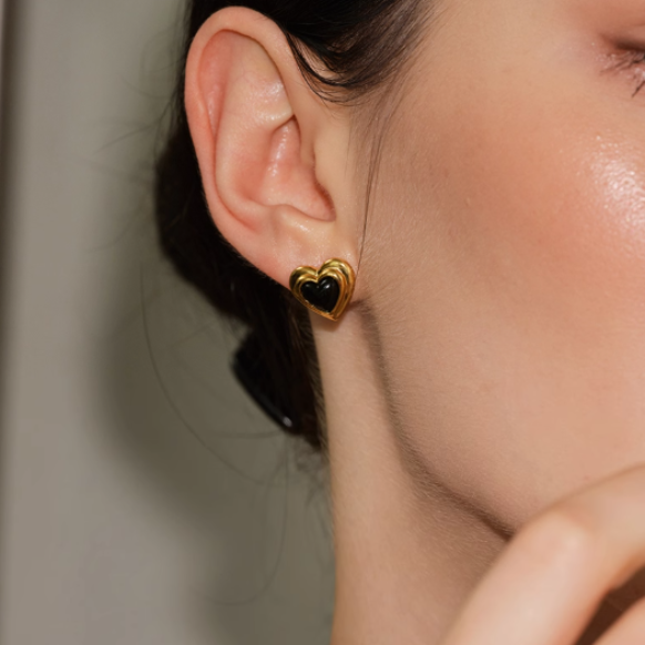 NUCVO Heart Ear Studs Earrings - Pair