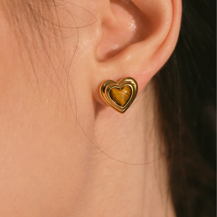 NUCVO Heart Ear Studs Earrings - Pair