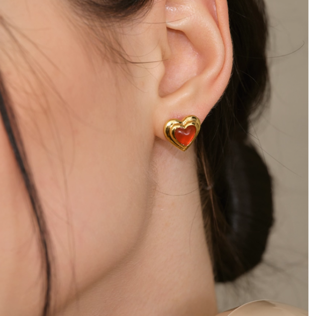 NUCVO Heart Ear Studs Earrings - Pair